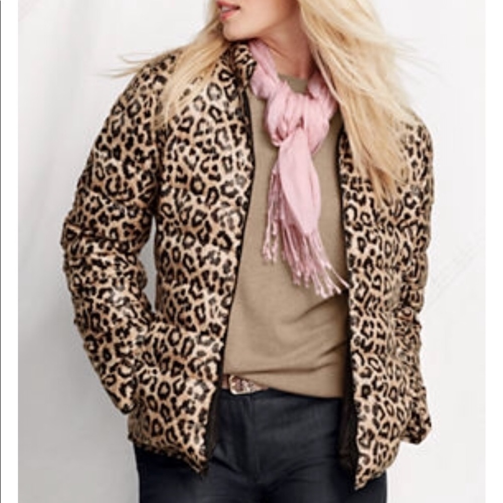Lands End down Leopard Jacket